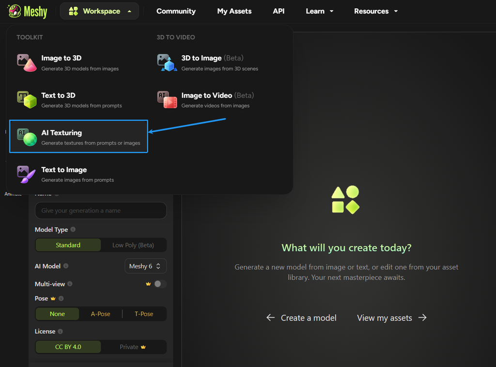 AI Texturing in Meshy