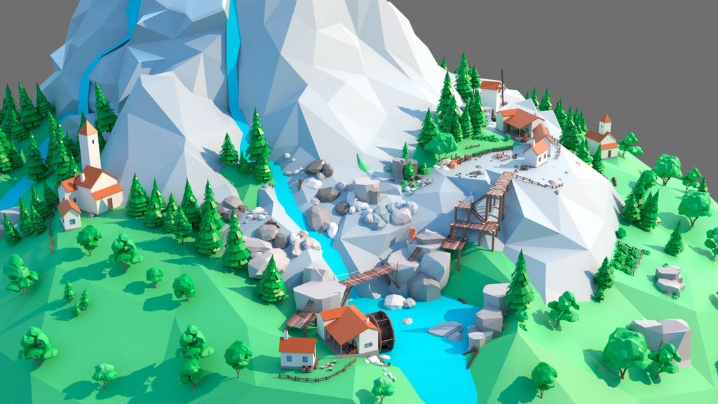 Low poly of a city