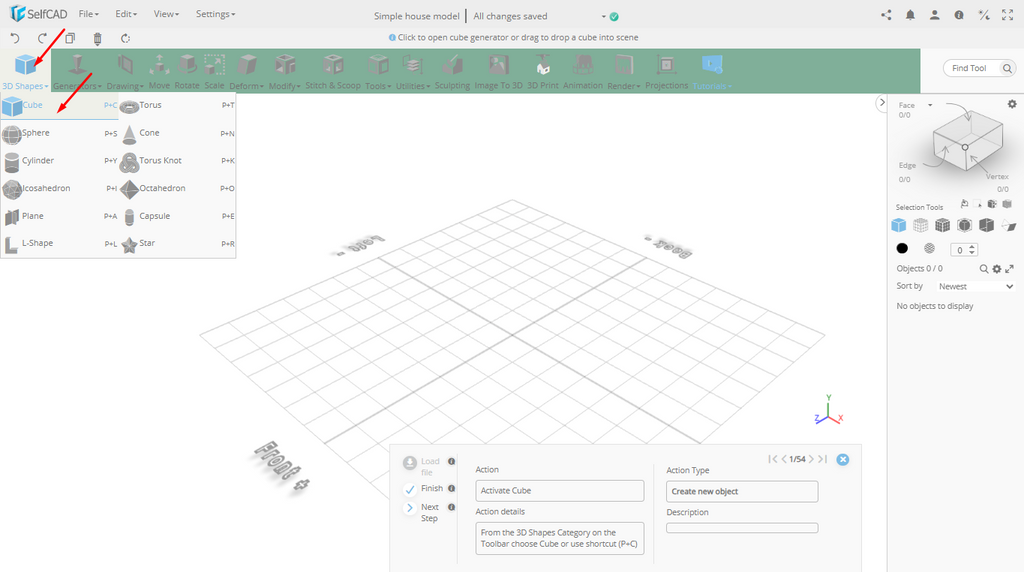 3d shapes in SelfCAD