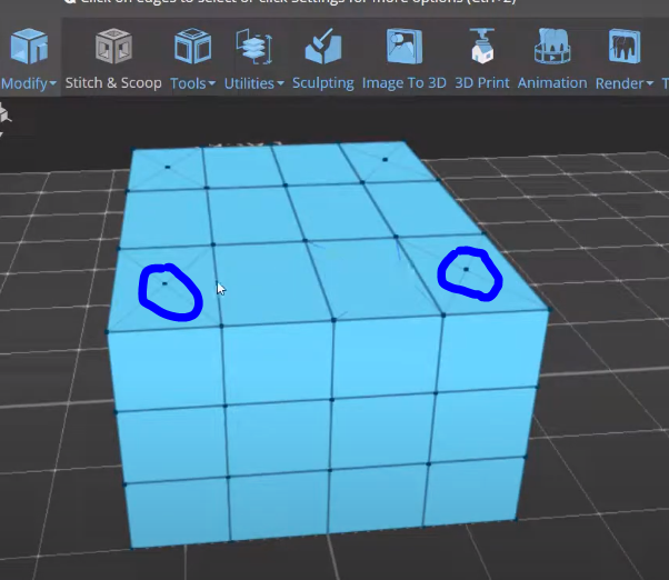 Two points in a cube marked