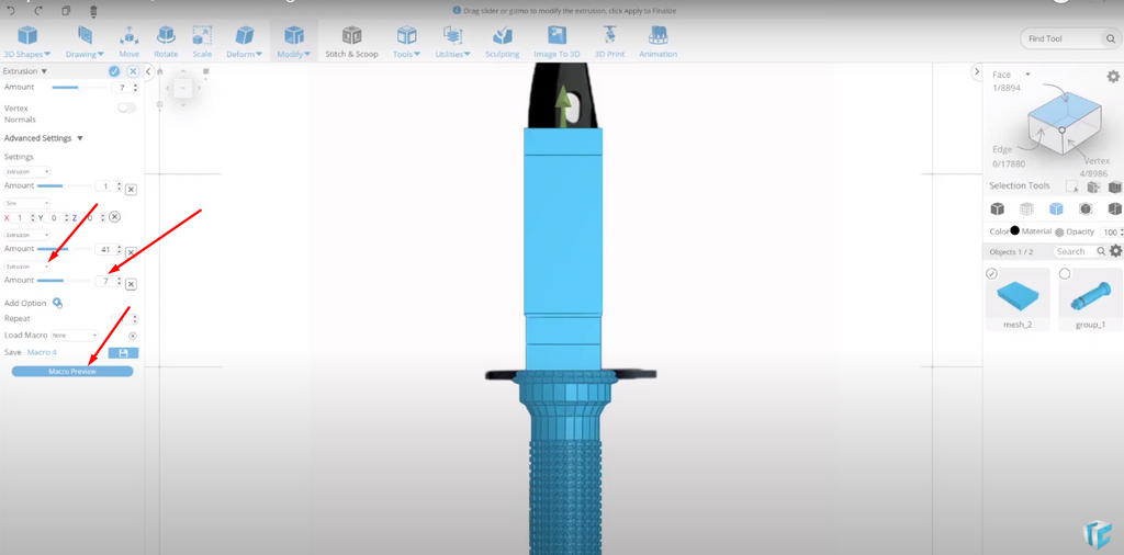 Setting the amount settings