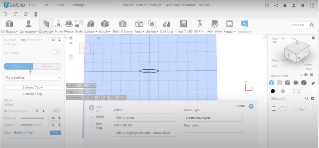 Modifying a circle in SelfCAD