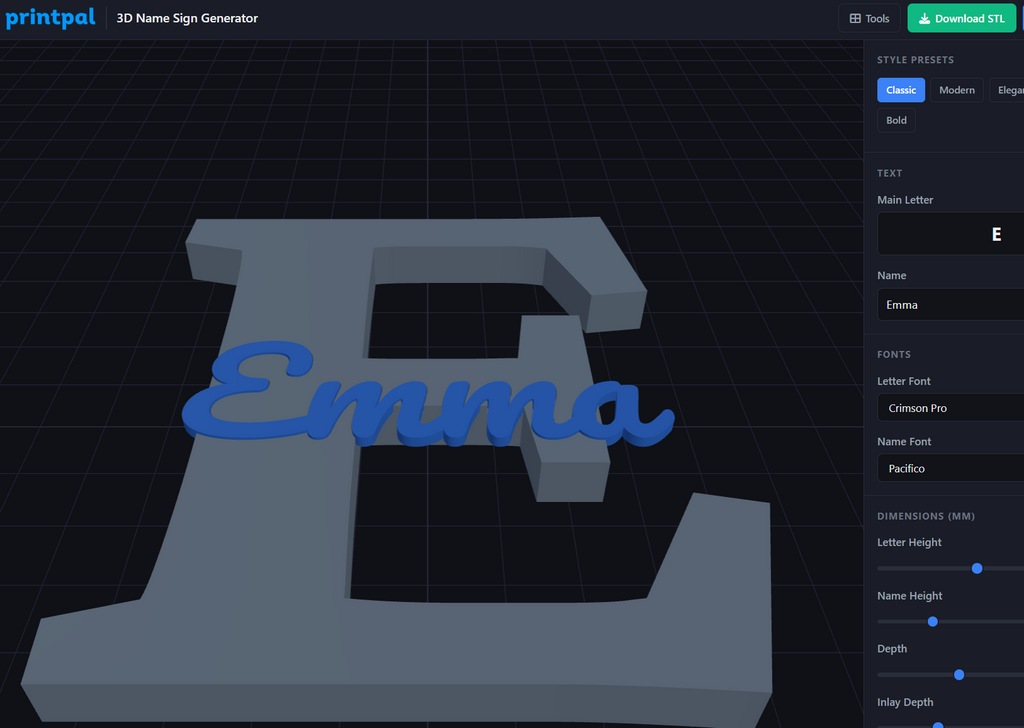 3D Name sign generator