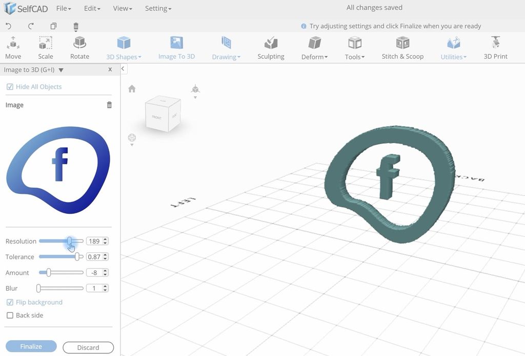 3D logo design in SelfCAD
