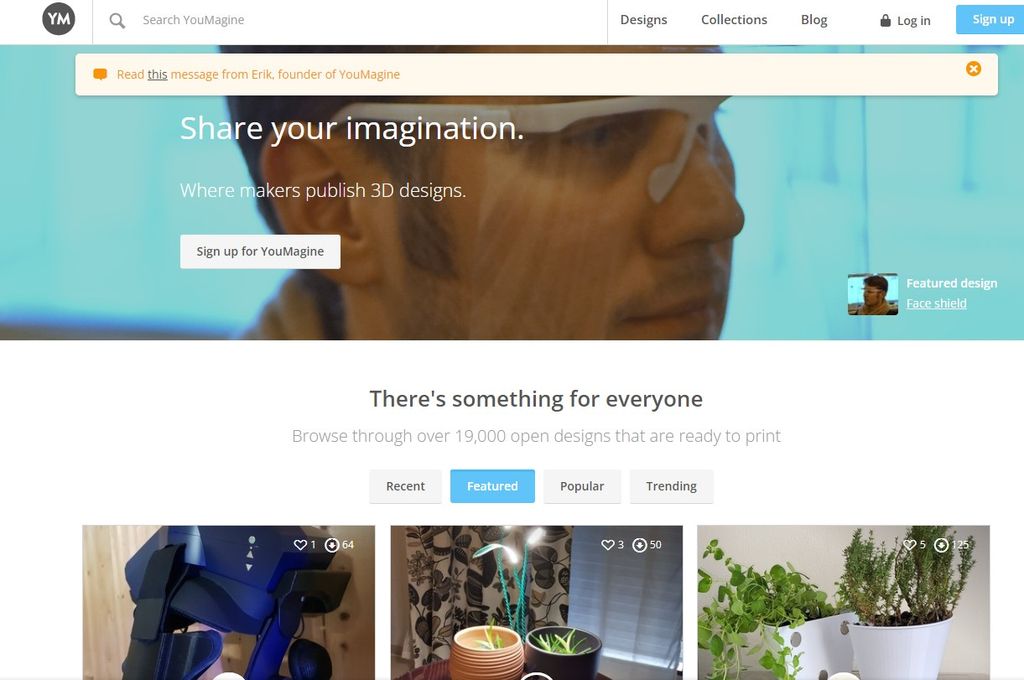 Youimagine homepage