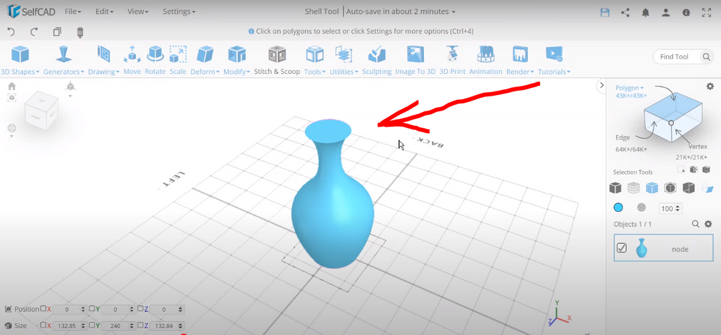 Creating a vase in SelfCAD