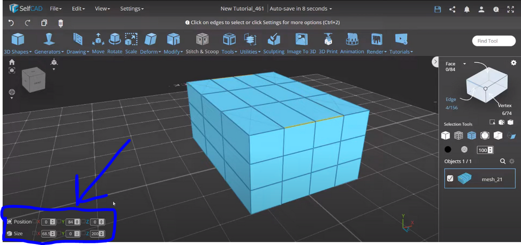 Modifying a shape in SelfCAD