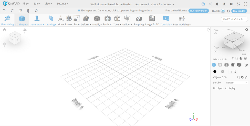 SelfCAD workspace