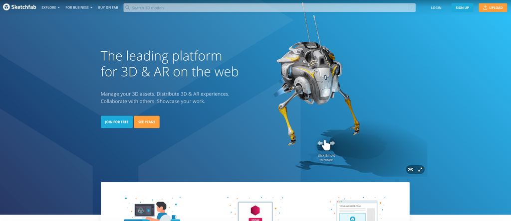Sketchfab interactive 3D platform for studying topology, edge flow, and structural models