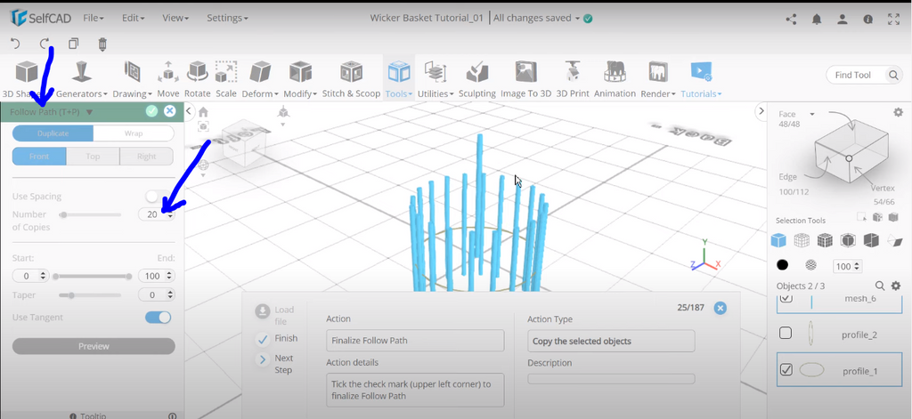 Duplicate option in SelfCAD