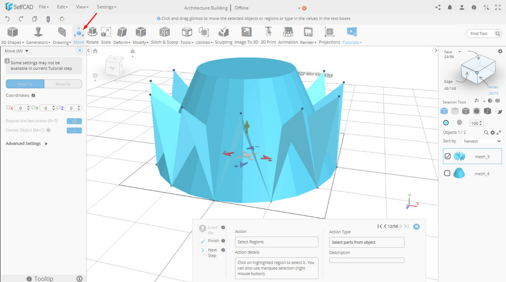 Move tool in SelfCAD