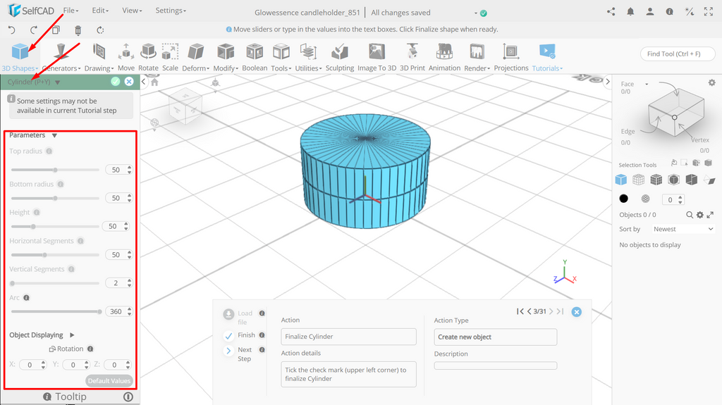 3D shapes in selfcad