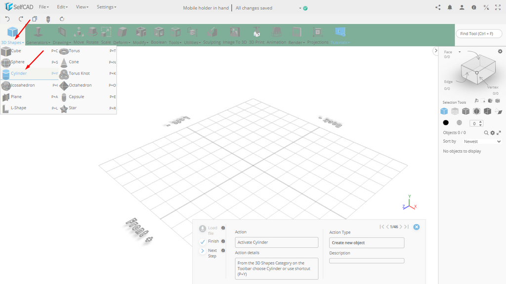3D shapes in SelfCAD