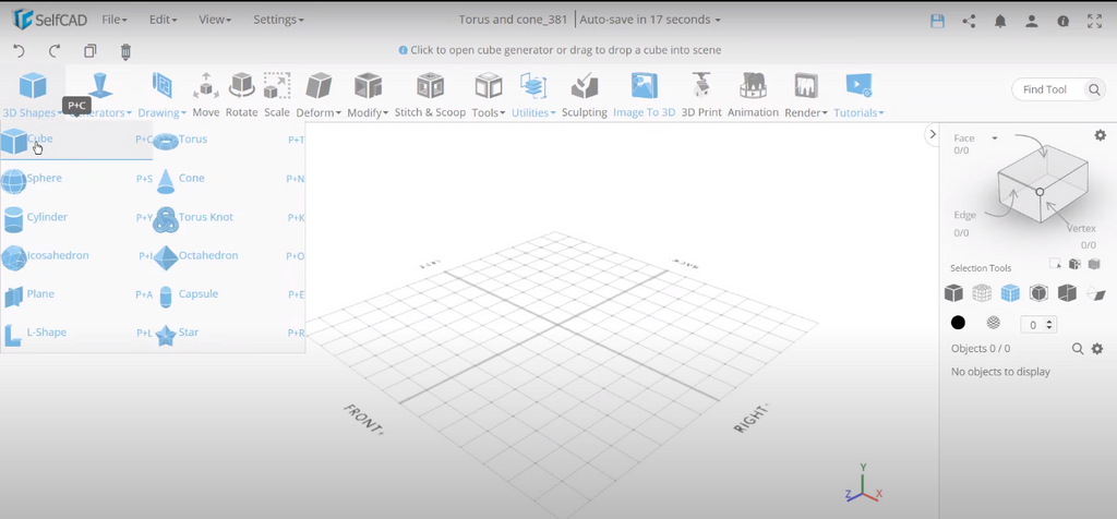 3D shapes in SelfCAD