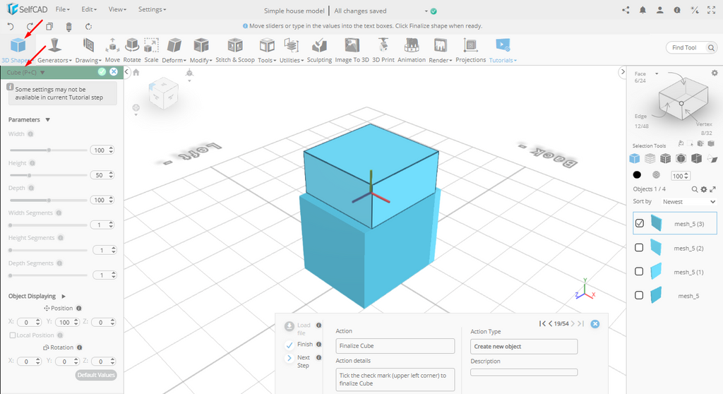3d shapes in selfcad