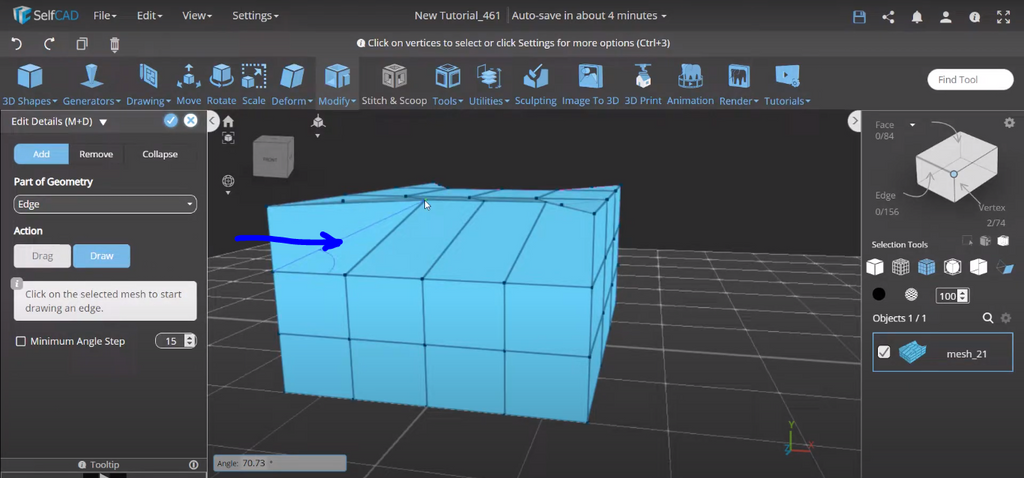 Modifying geometry in SelfCAD