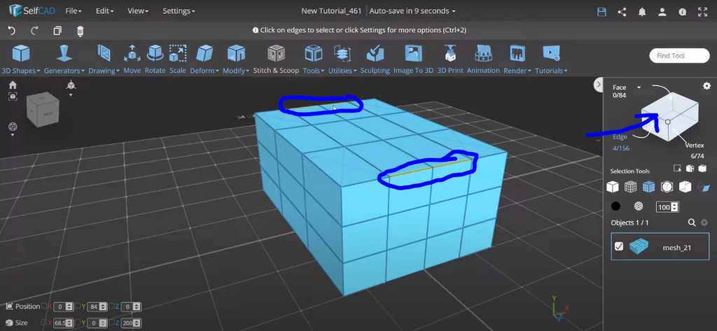Selecting the center edges of the cube