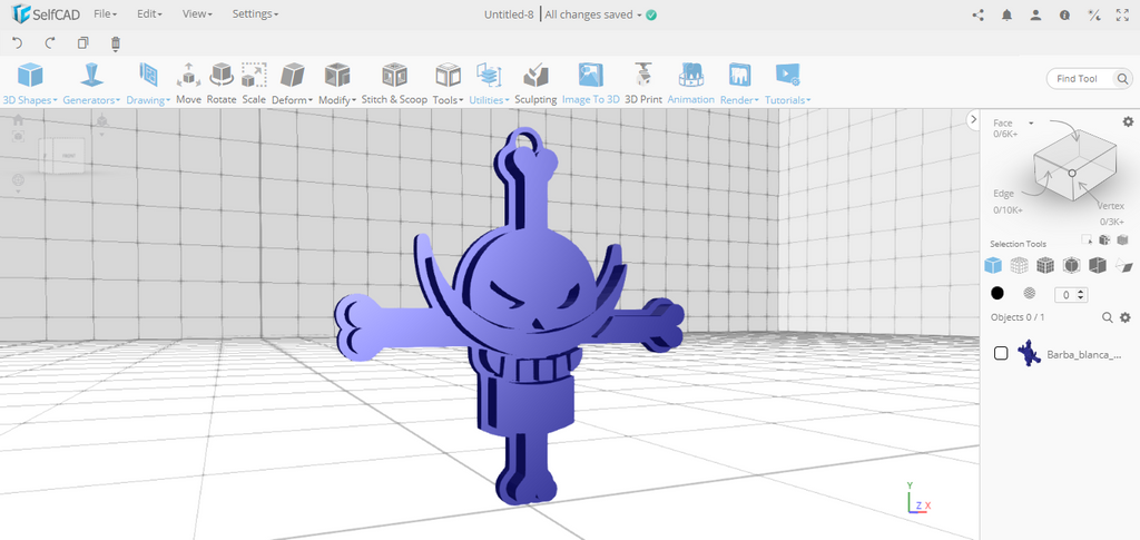 3D modeling one Piece STL Files in SelfCAD