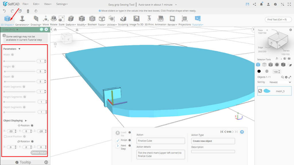3D shapes option