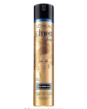 L'Oreal Paris Elnett Satin Extra Strong Hold Hairspray, used for fine mist application on 3D printer beds.