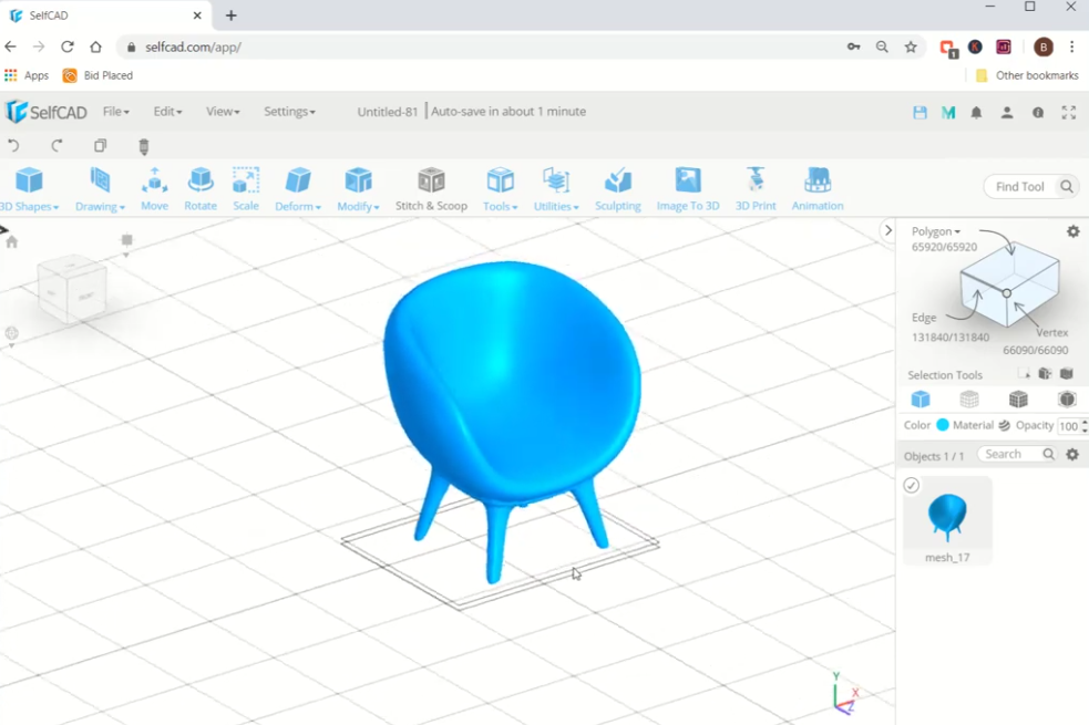 3D modeling a chair