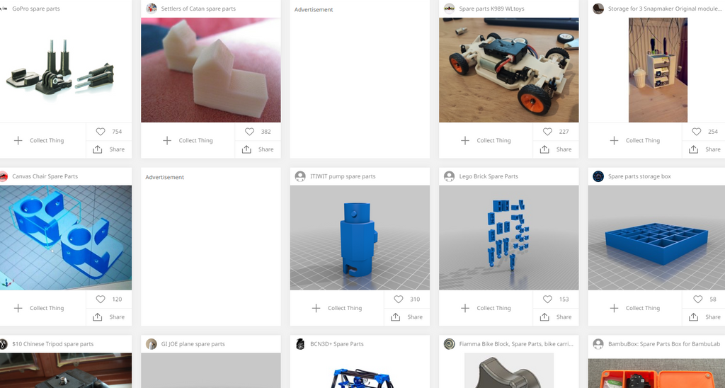 Replacement parts in Thingiverse