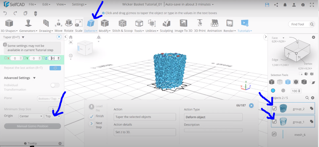 Modifying the object in SelfCAD