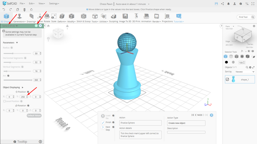 3D shapes in SelfCAD