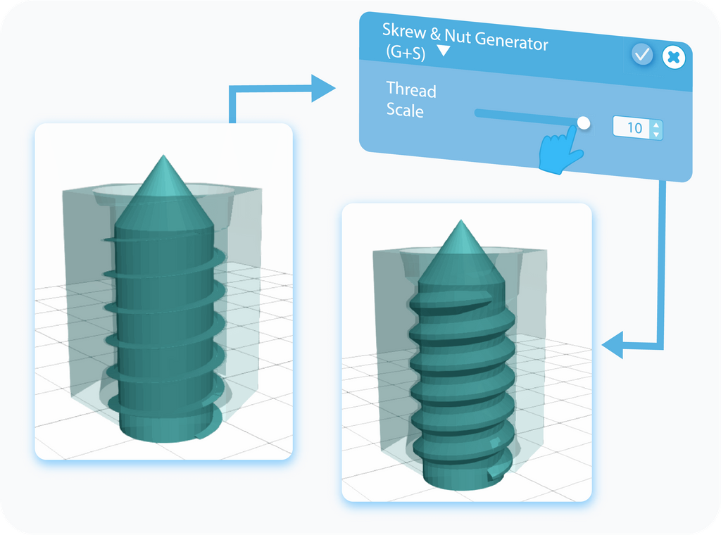 Customizing Thread Scale feature for Screw & Nut Generator with slider or text-box