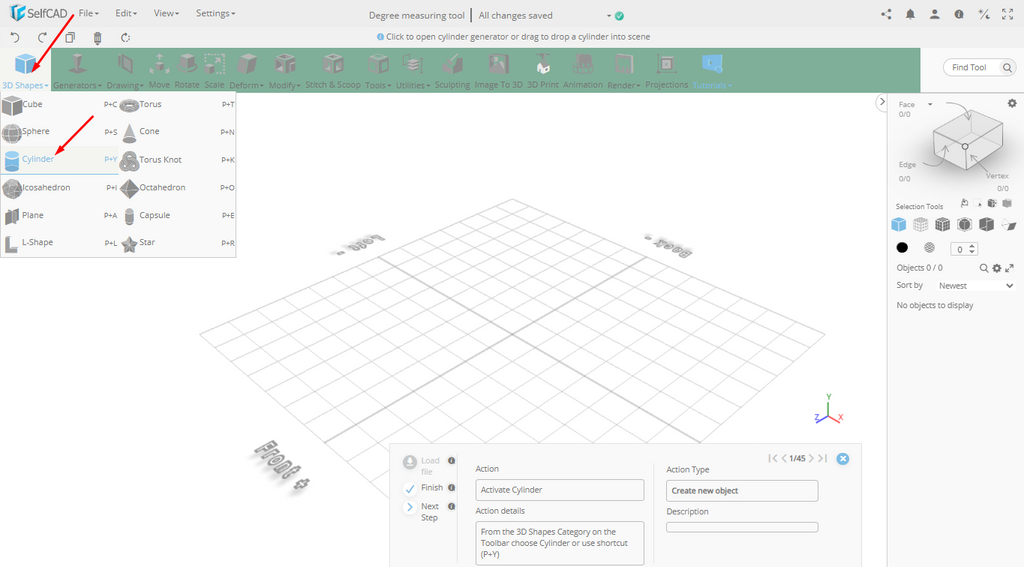 3D shapes in SelfCAD