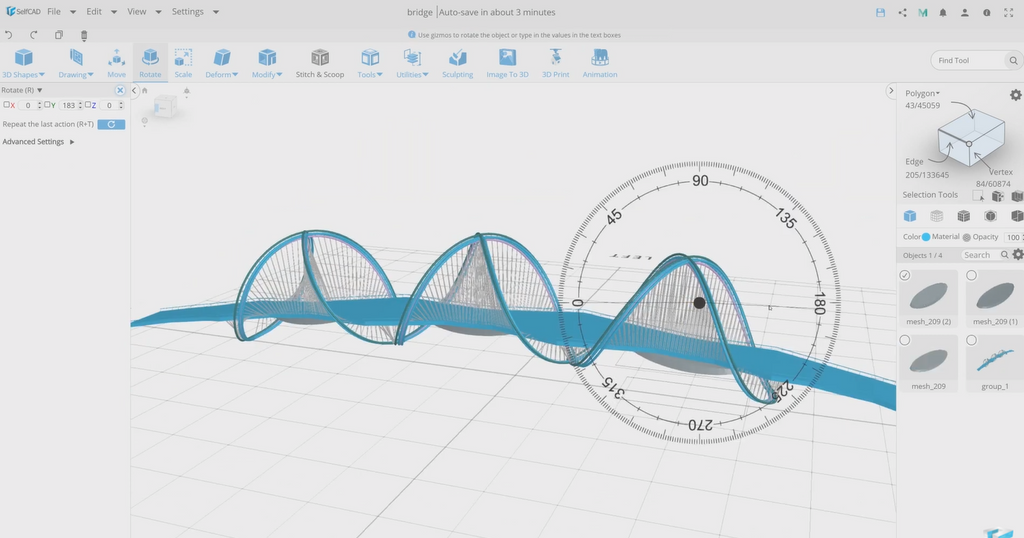 3D designing in selfcad