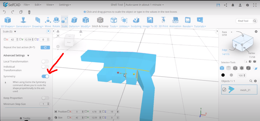 Creating a  design in SelfCAD