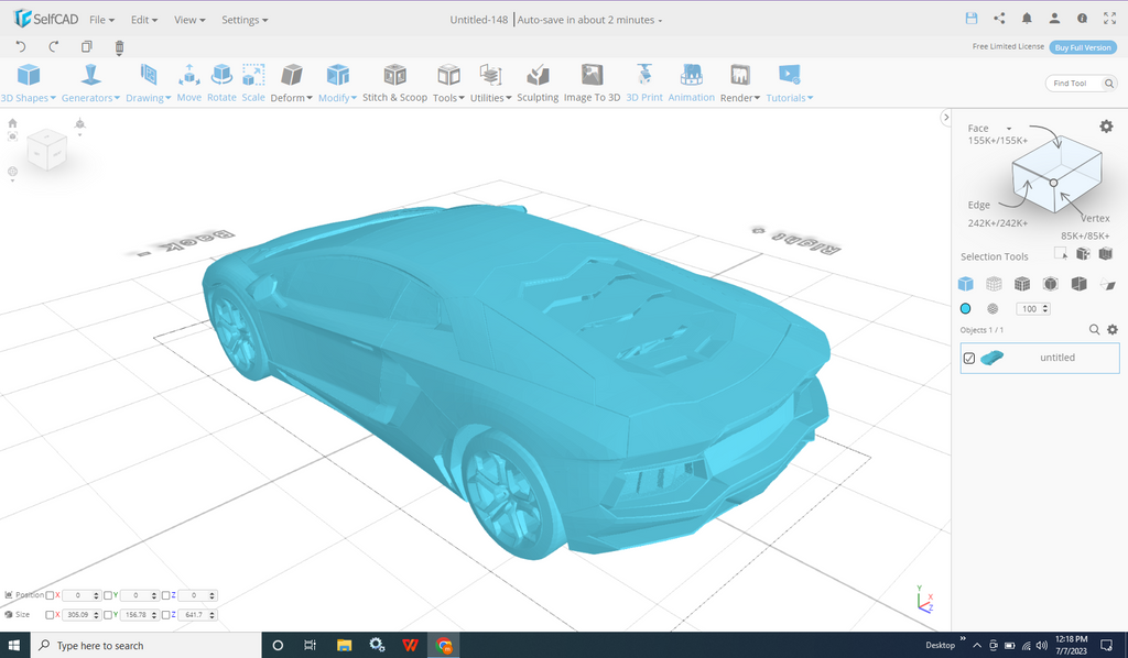 3D model of a lamboghini