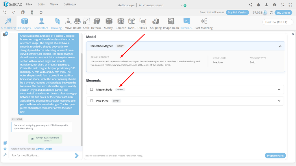 SelfCAD AI assistant