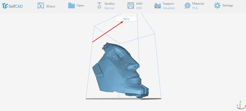 3D slicing in SelfCAD
