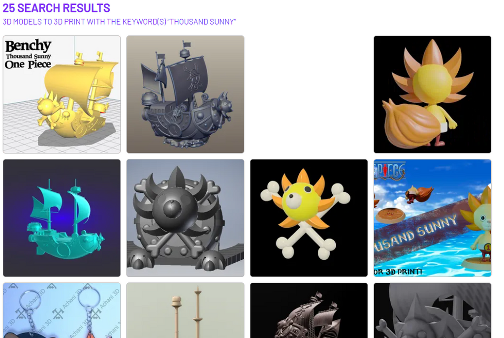 Cults3D website-Download Thousand sunny models