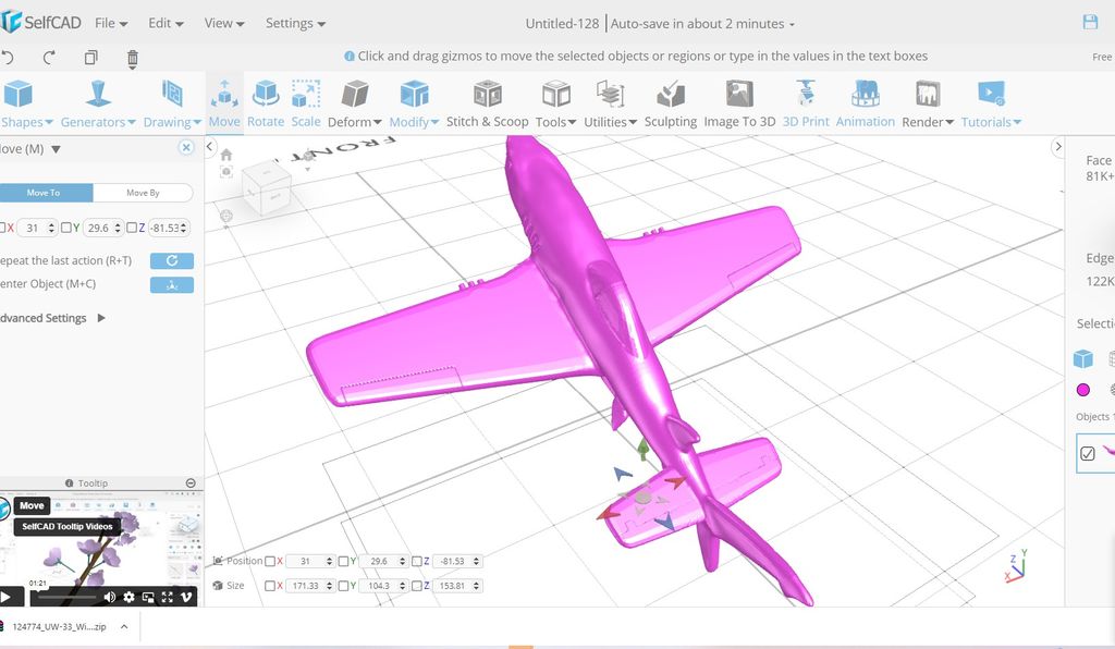 3D designing in SelfCAD