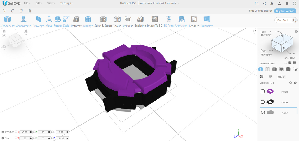 Arduino Smartwatch being modified in SelfCAD