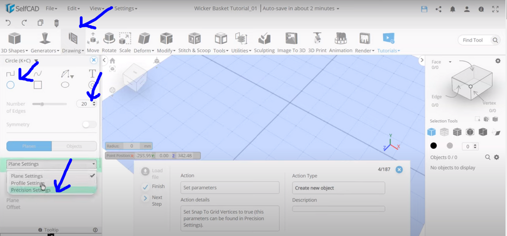 Precision settings in SelfCAD