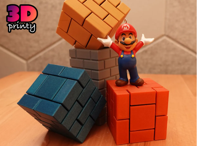 Retro gaming-inspired 3D printed Brick Block Puzzle Box concealing a hidden working puzzle mechanism