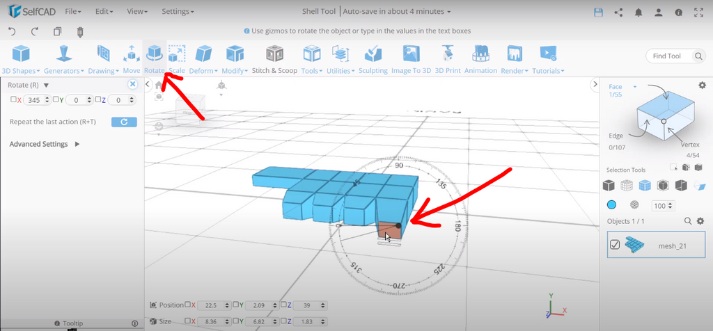 Rotation of a 3D object