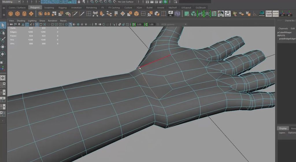 3D modeling a hand in Maya