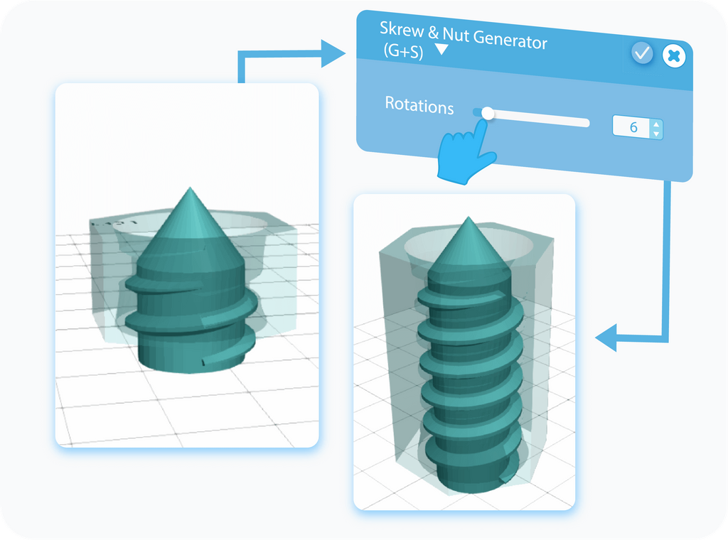 Customizing Rotations feature for Screw & Nut Generator with slider or text-box