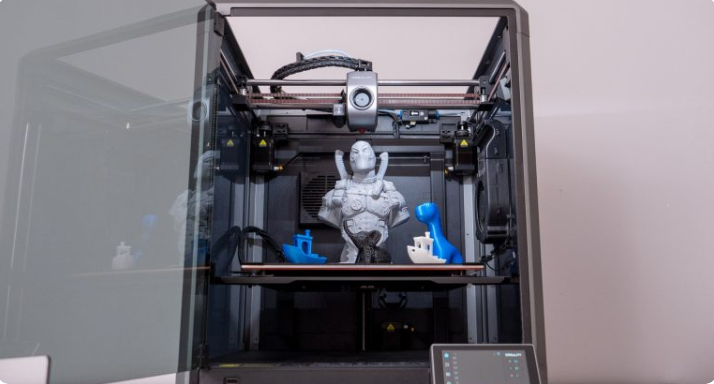 The Creality K1 Max, a large-format FDM 3D printer featuring a Core XY motion mechanism and an enclosed design