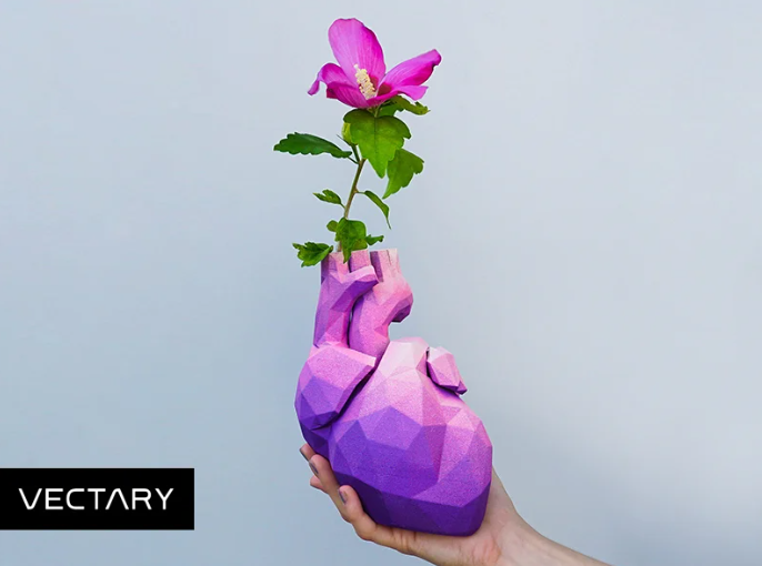 Low Poly Heart Vase