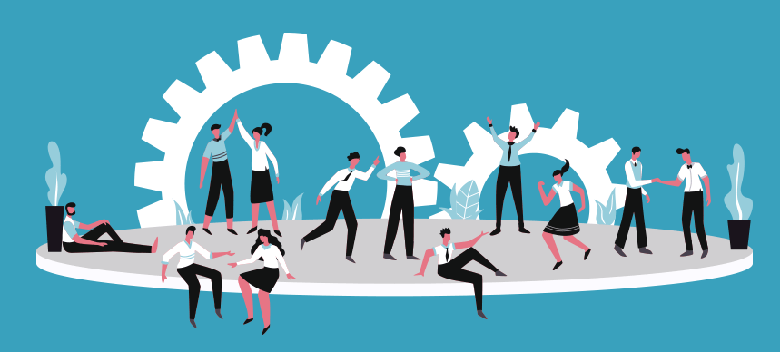 A demonstration of people working together