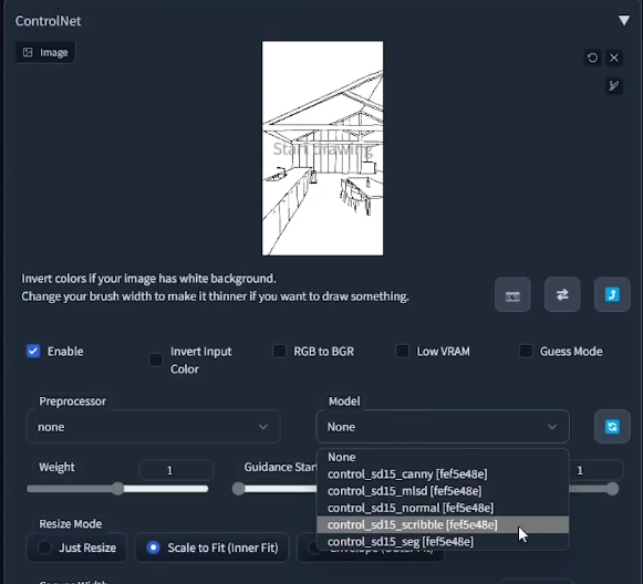 Checking the enable box in the ControlNet extension panel within the text-to-image tab.
