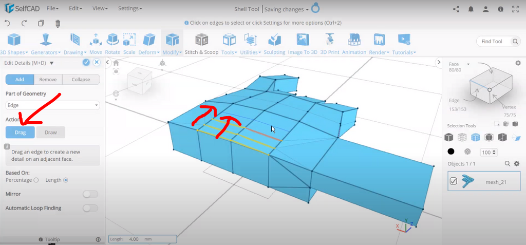 Modifying a 3D model