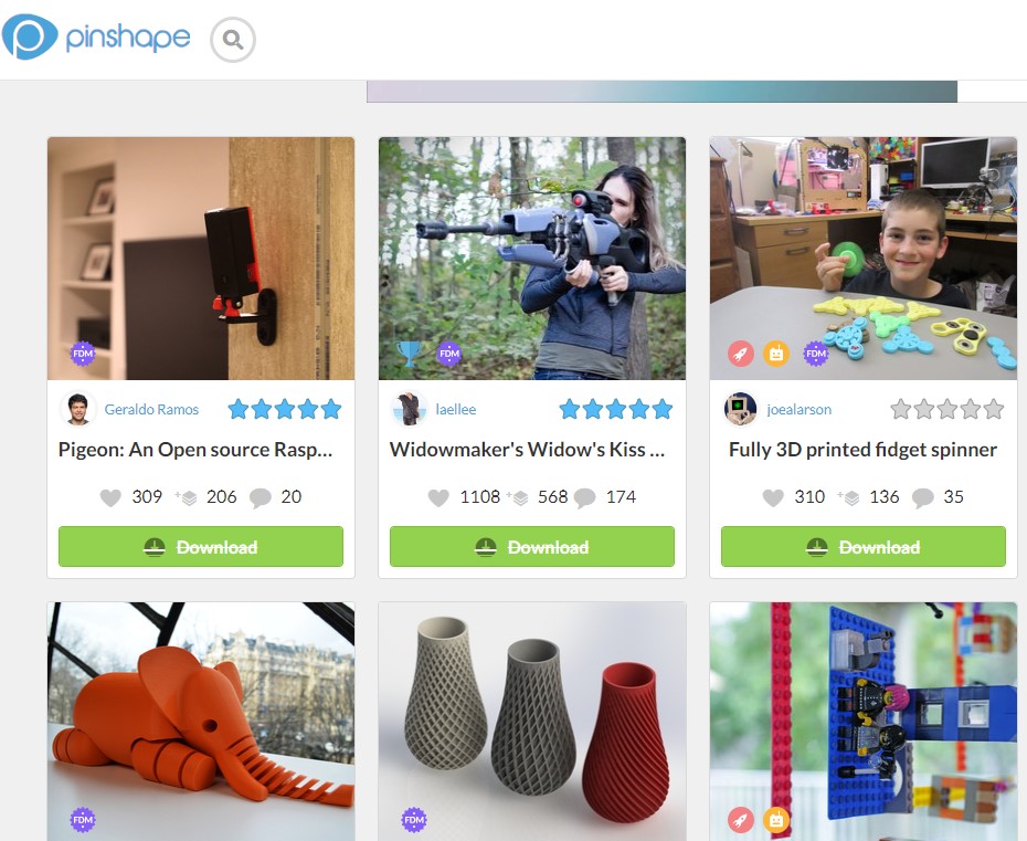 Homepage of Pinshape