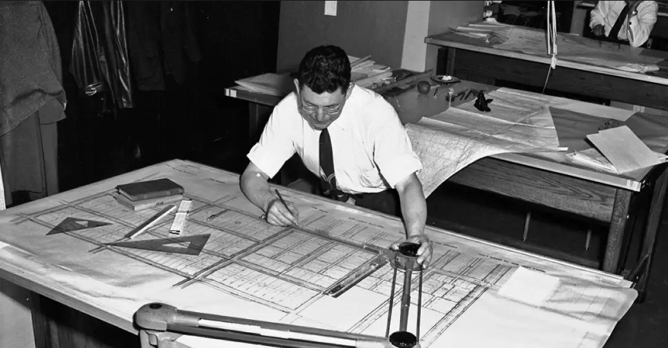 A man doing 2D drafting 